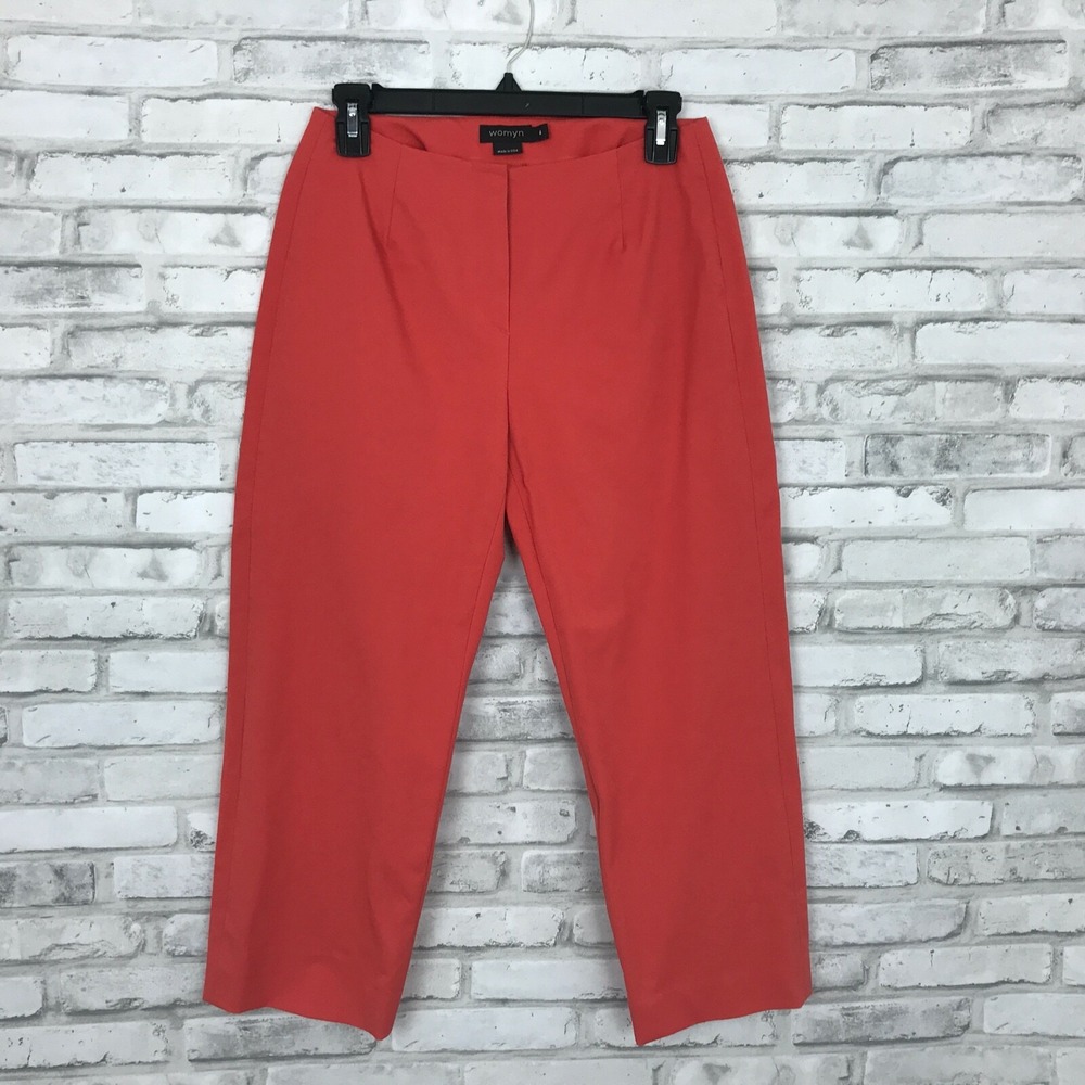Womyn Pants Womens 4 Orange Straight Leg Capri Mid Rise Stretch Chino Solid